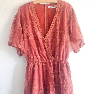 REVERSE lace, rust color romper